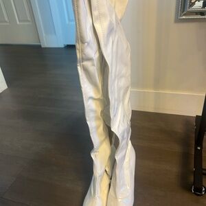 Allegra K White Heeled Boots